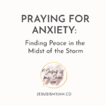 Minimalistic image of words and logo "praying for anxiety"