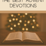 Open Bible with soft Christmas lights in the background, symbolizing Advent devotion and spiritual preparation for Christmas.