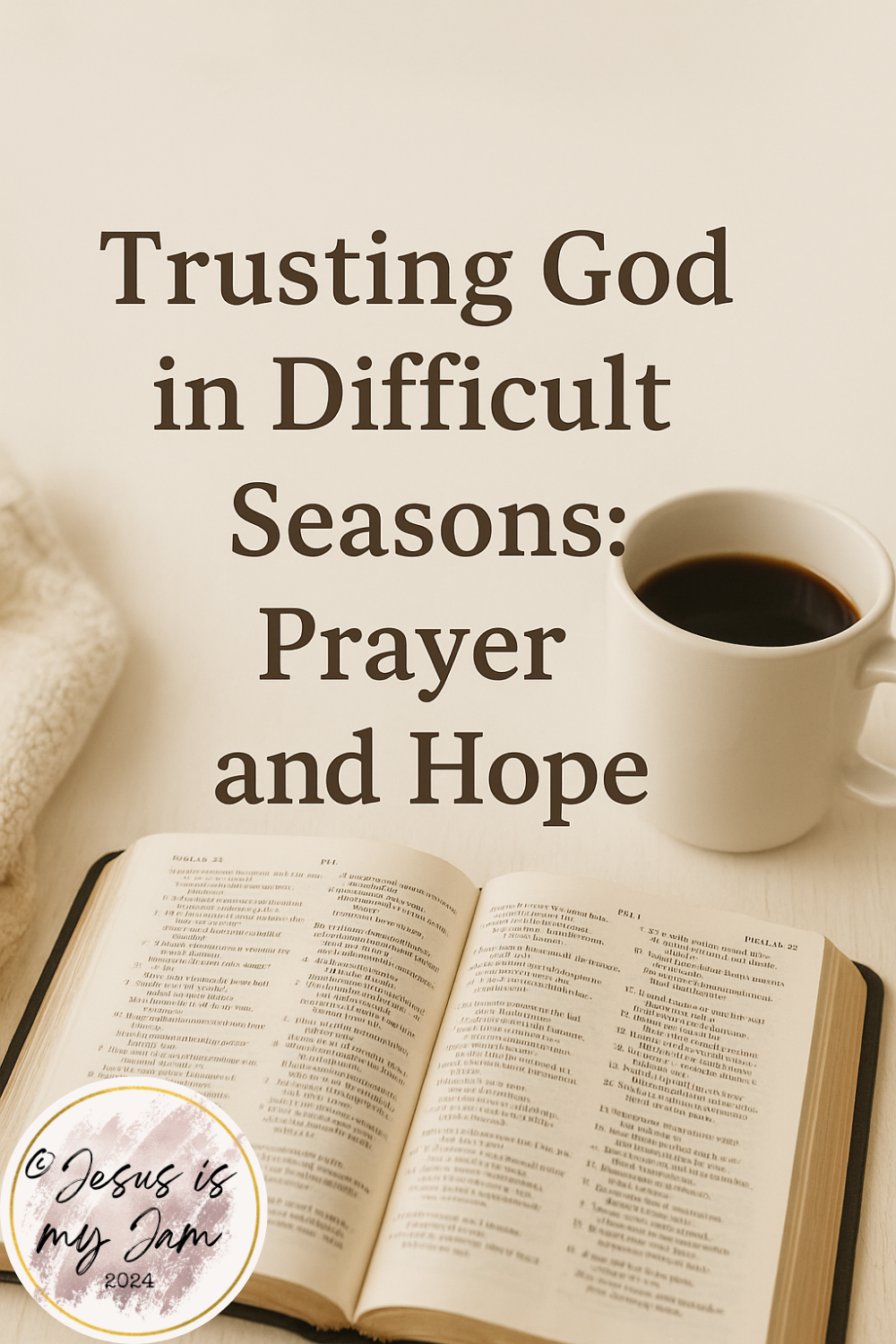 Peaceful morning prayer time with an open Bible and coffee – finding strength through prayer in difficult times.