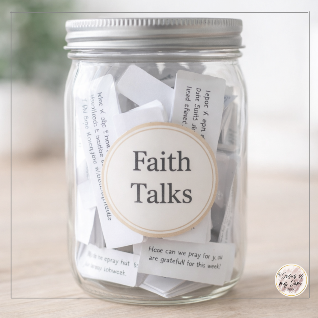 Family discipleship conversation jar with Christian discussion questions